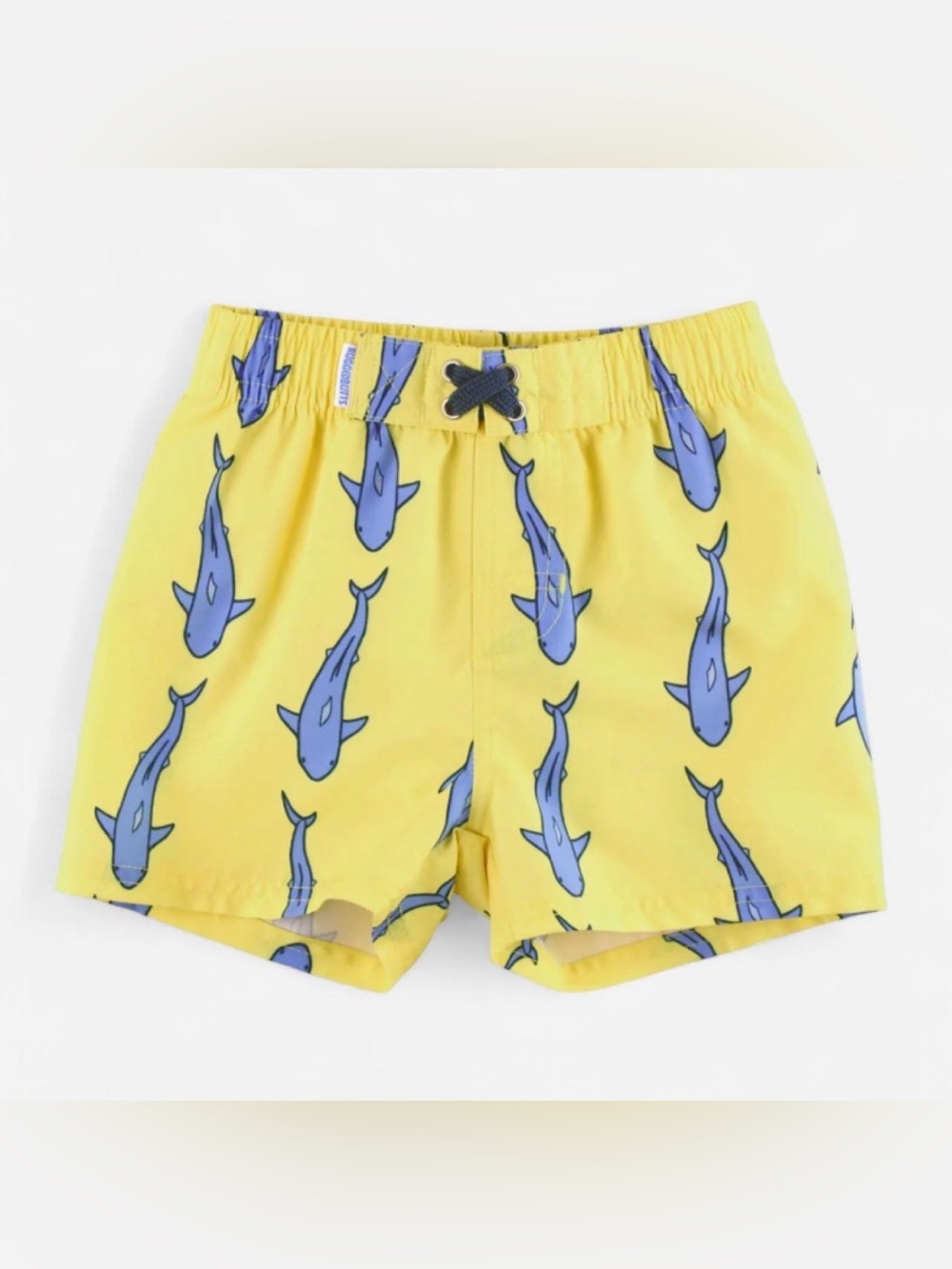 Infant 6-12 Months RuggedButts Swim Shorts/Trunks UPF 50+ Yellow Blue Sharks